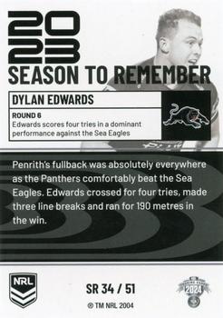 2024 NRL Traders Titanium - 2023 Season To Remember #SR34 Dylan Edwards Back